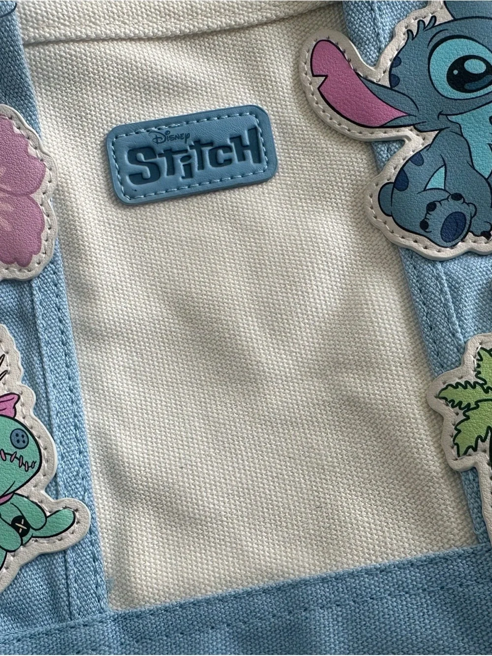 Disney Stitch Canvas Tote Bag in Light Blue and Cream